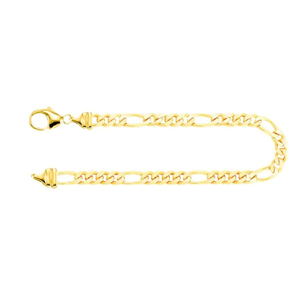 Armband als Figarokette diamantiert in Gelbgold 750 / 18K, 16 cm lang, 4,3 mm breit, Gewicht ca. 9.1 g.