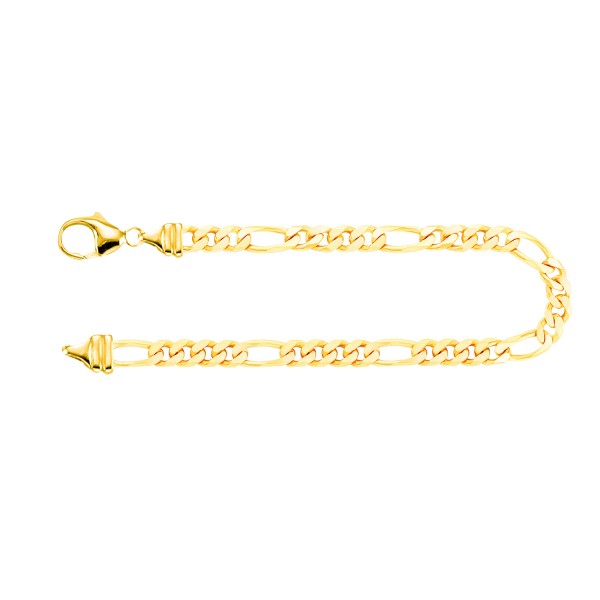 Armband als Figarokette diamantiert in Gelbgold 750 / 18K, 20 cm lang, 4,3 mm breit, Gewicht ca. 11.3 g.