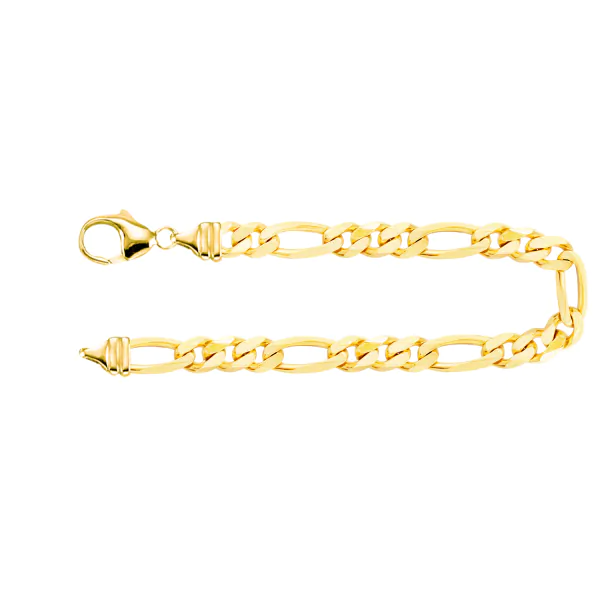 Armband als Figarokette diamantiert in Gelbgold 750 / 18 Karat, 22 cm lang, 5.3 mm breit, Gewicht ca. 18,3 g.