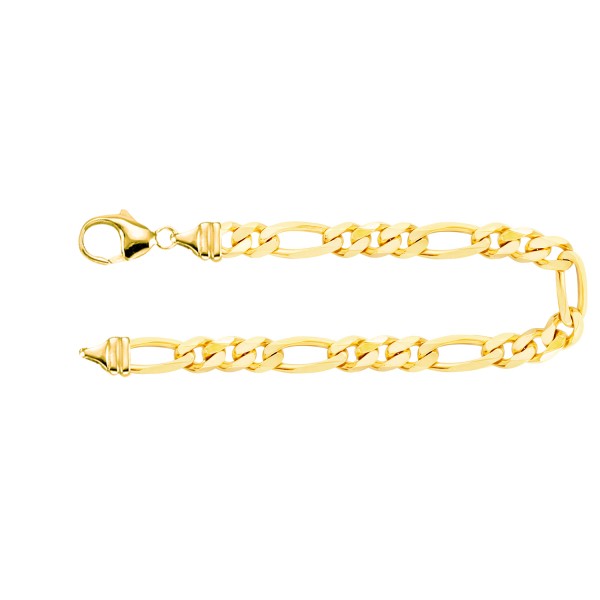 Armband als Figarokette diamantiert in Gelbgold 750 / 18K, 21 cm lang, 5,3 mm breit, Gewicht ca. 11.7 g.