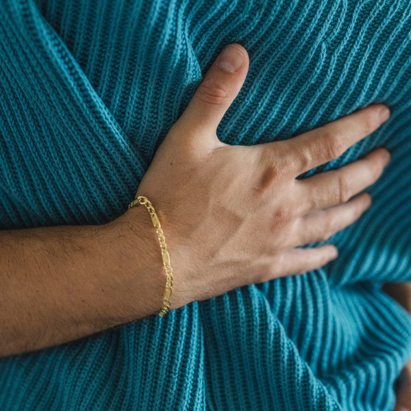 Armband als Fantasiekette in Gelbgold 585 / 14 K, 21,5 cm lang, 3,5mm breit, Gewicht ca. 2.6 g.