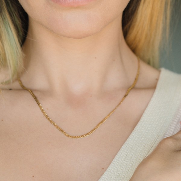 Goldkette als Zwillingspanzerkette in Gelbgold 375 / 9K, 65 cm lang, 2,9 mm breit, Gewicht ca. 6.3 g.