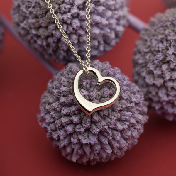 Anhänger Schwingendes Herz , Weißgold 585 / 14K, Höhe 7 mm, Gewicht ca. 0,26 g