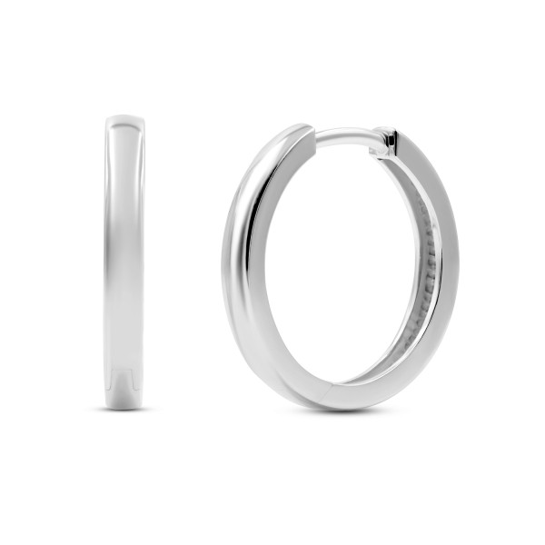 Ohrringe, Creolen, Weißgold 585 / 14K, Außendurchmesser 20 mm, Breite 2.7 mm, Gewicht ca. 4.8 g