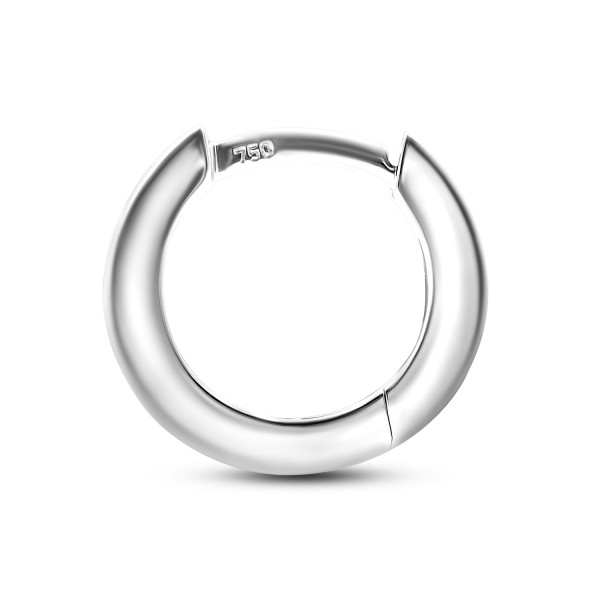 0,03 Karat Diamant Creolen, Weißgold 750 / 18K, Außendurchmesser 11 mm, Breite 1.8 mm, Gewicht ca. 1.9 g