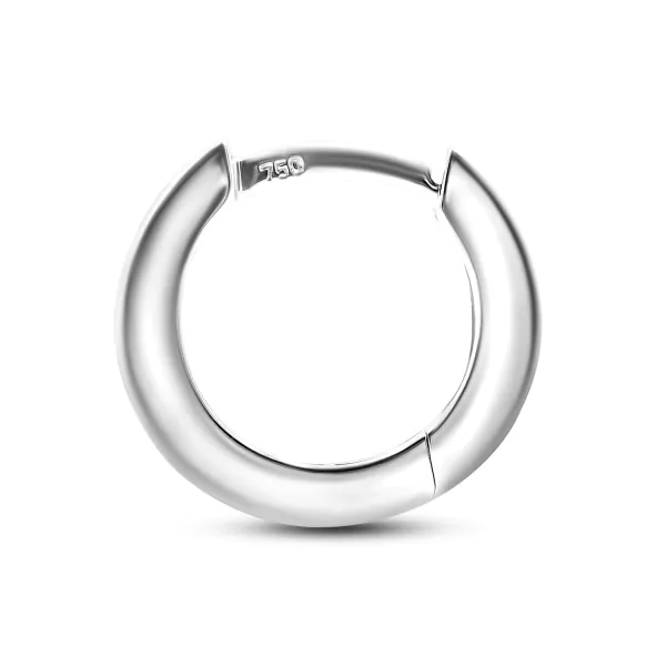 0,03 Karat Diamant Creolen, Weißgold 750 / 18K, Außendurchmesser 11 mm, Breite 1.8 mm, Gewicht ca. 1.9 g