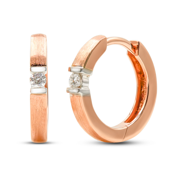 0,06 Karat Diamant Creolen Rotgold in 13 mm