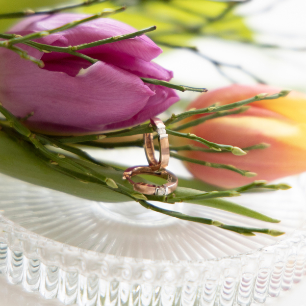 0,06 Karat Diamant Creolen Rotgold in 13 mm