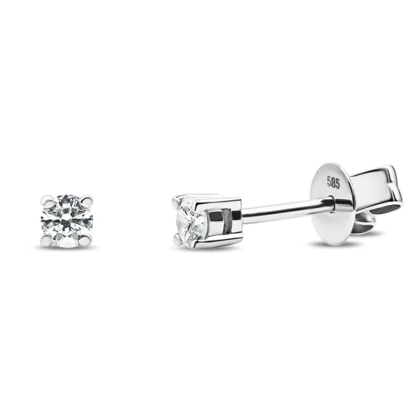 0,15 Karat Diamant Ohrstecker Weißgold in 3 mm