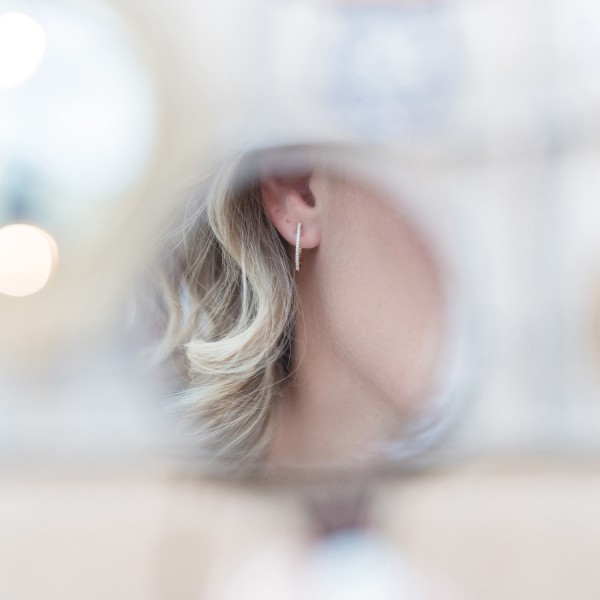 0,12 Karat Diamant Creolen, Gelbgold 585 / 14 Karat, Außendurchmesser 17.5 mm, Breite 1.1 mm, Gewicht ca. 2.1 g.