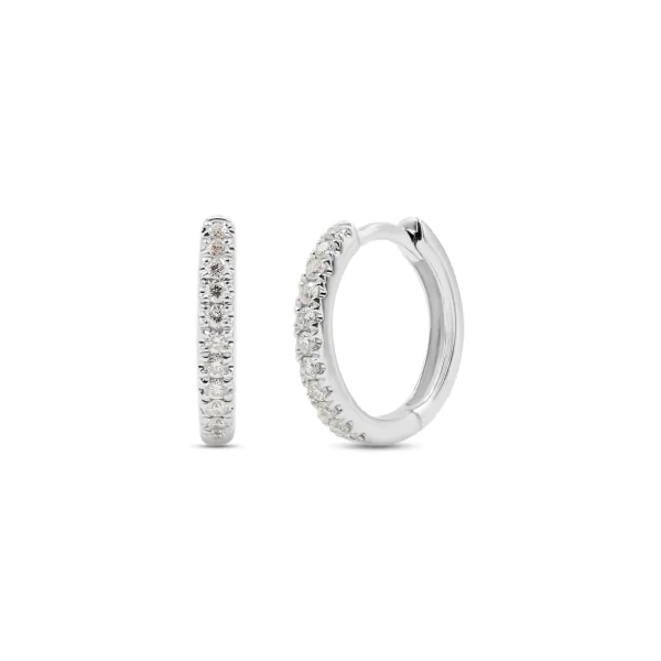 0,13 Karat Diamant Creolen, Weißgold 750 / 18K, Außendurchmesser 11 mm, Breite 11.8 mm, Gewicht ca. 1.5 g