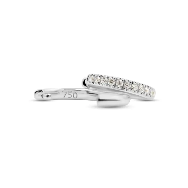 0,13 Karat Diamant Creolen, Weißgold 750 / 18K, Außendurchmesser 11 mm, Breite 11.8 mm, Gewicht ca. 1.5 g
