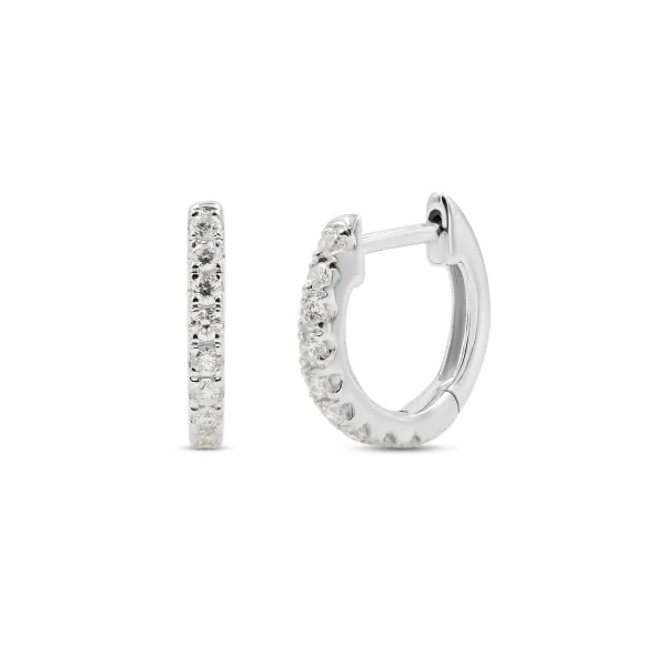 0,19 Karat Diamant Creolen, Weißgold 750 / 18K, Außendurchmesser 10.3 mm, Breite 11.1 mm, Gewicht ca. 1.4 g