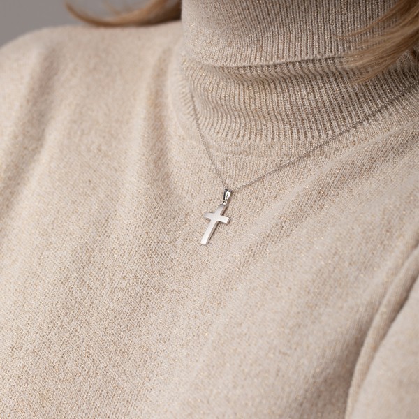 Anhänger Kreuz seidenmatt , Weißgold 333 / 8K, Höhe 21 mm, Gewicht ca. 0,75 g