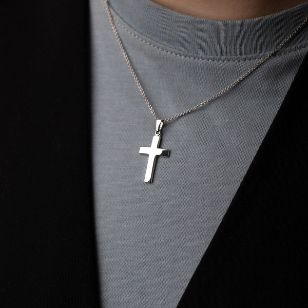Anhänger Kreuz glanz , Weißgold 333 / 8K, Höhe 21 mm, Gewicht ca. 0,74 g