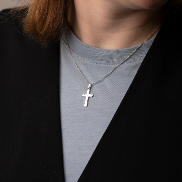 Anhänger Kreuz glanz , Weißgold 333 / 8K, Höhe 21 mm, Gewicht ca. 0,74 g