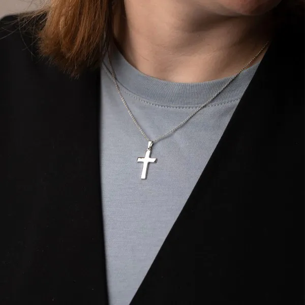 Anhänger Kreuz glanz , Weißgold 333 / 8K, Höhe 21 mm, Gewicht ca. 0,74 g