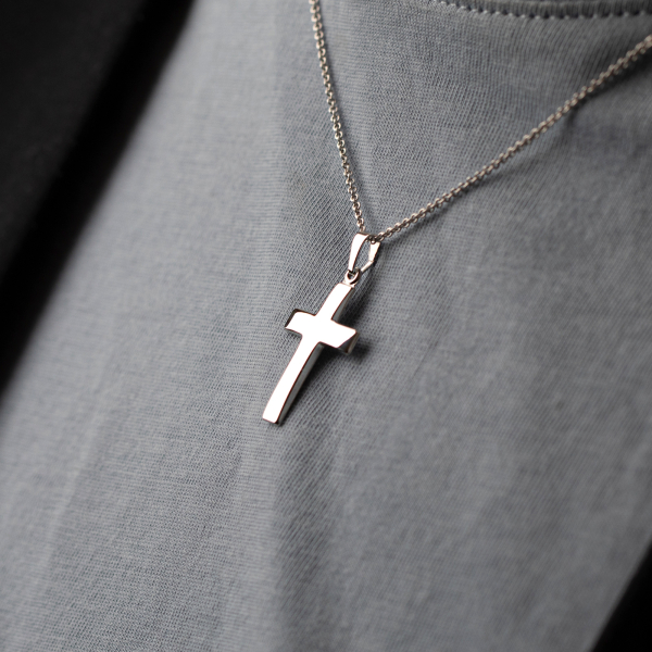 Anhänger Kreuz glanz , Weißgold 333 / 8K, Höhe 21 mm, Gewicht ca. 0,74 g