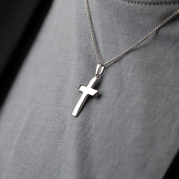 Anhänger Kreuz glanz , Weißgold 333 / 8K, Höhe 21 mm, Gewicht ca. 0,74 g