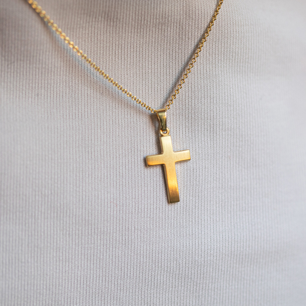 Anhänger Kreuz seidenmatt , Gelbgold 333 / 8K, Höhe 18 mm, Gewicht ca. 0,51 g