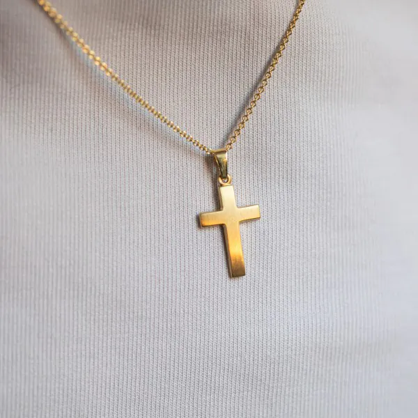 Anhänger Kreuz seidenmatt , Gelbgold 333 / 8K, Höhe 18 mm, Gewicht ca. 0,51 g