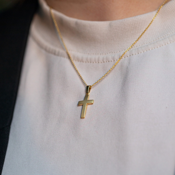 Anhänger Kreuz seidenmatt , Gelbgold 333 / 8K, Höhe 18 mm, Gewicht ca. 0,51 g