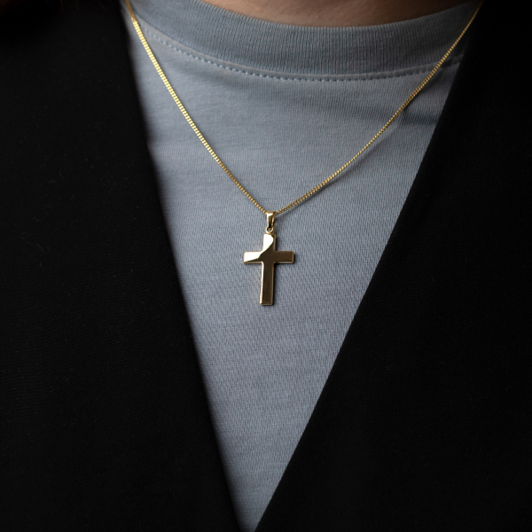 Anhänger Kreuz glanz , Gelbgold 333 / 8K, Höhe 24 mm, Gewicht ca. 0,85 g