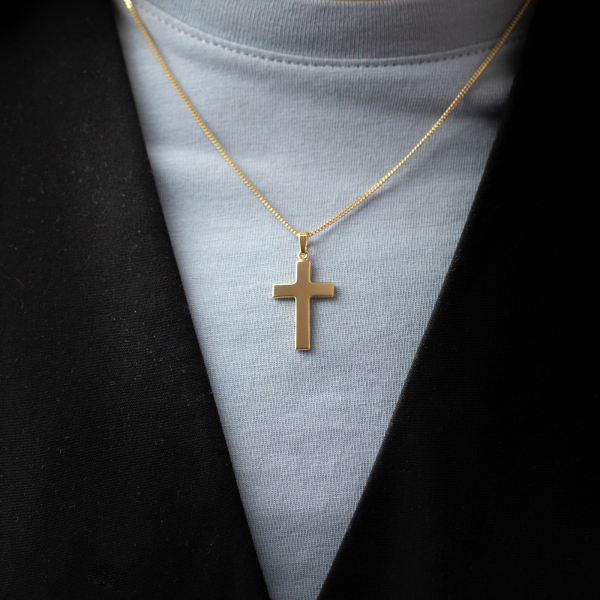 Anhänger Kreuz glanz , Gelbgold 333 / 8K, Höhe 24 mm, Gewicht ca. 0,85 g