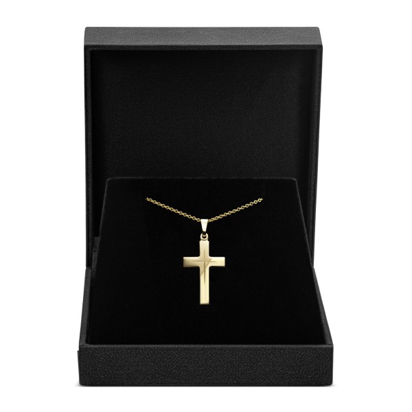 Anhänger Kreuz gesandelt/glanz/diam. , Gelbgold 585 / 14K, Höhe 21 mm, Gewicht ca. 0,83 g