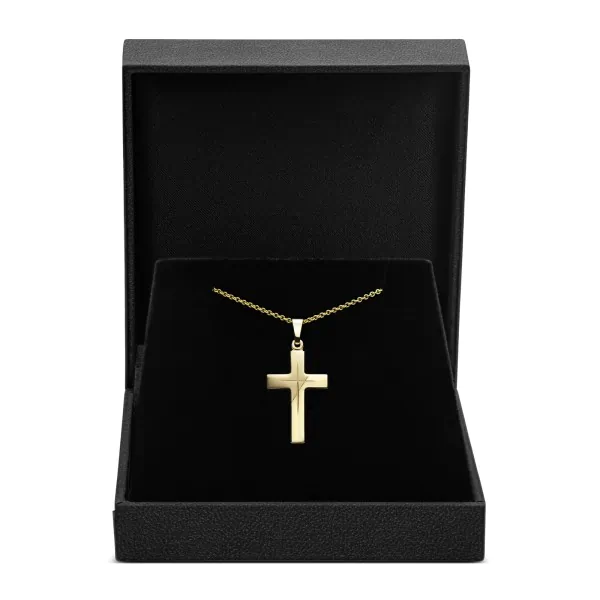 Anhänger Kreuz gesandelt/glanz/diam. , Gelbgold 585 / 14K, Höhe 21 mm, Gewicht ca. 0,83 g
