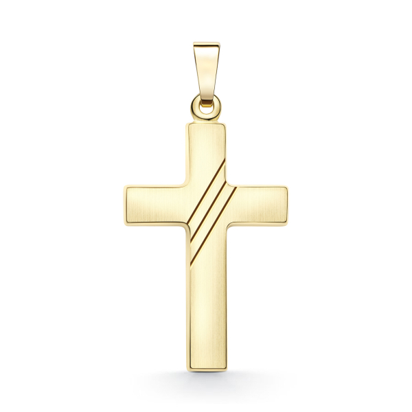 Anhänger Kreuz gesandelt/glanz/diam. Gelbgold 21 mm