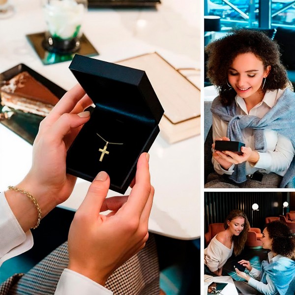 Anhänger Kreuz gesandelt/glanz/diam. , Gelbgold 333 / 8K, Höhe 21 mm, Gewicht ca. 0,66 g