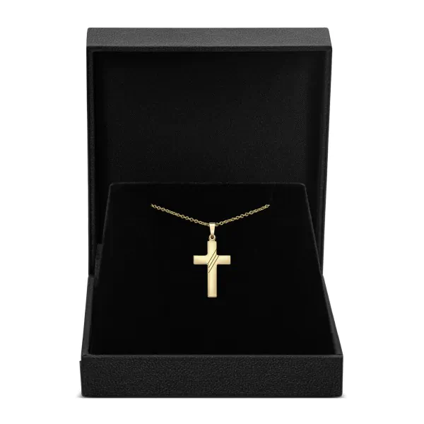Anhänger Kreuz gesandelt/glanz/diam. , Gelbgold 585 / 14K, Höhe 21 mm, Gewicht ca. 0,89 g