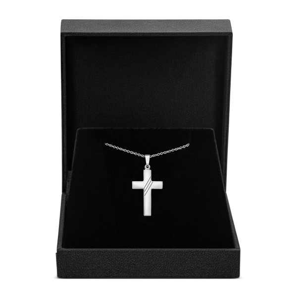 Anhänger Kreuz gesandelt/glanz/diam. , Weißgold 333 / 8K, Höhe 18 mm, Gewicht ca. 0,58 g