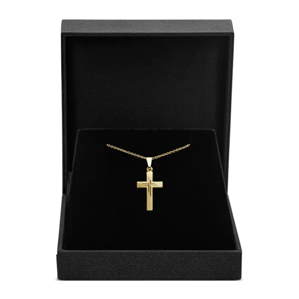 Anhänger Kreuz seidenmatt/diamantiert , Gelbgold 333 / 8K, Höhe 21 mm, Gewicht ca. 0,68 g
