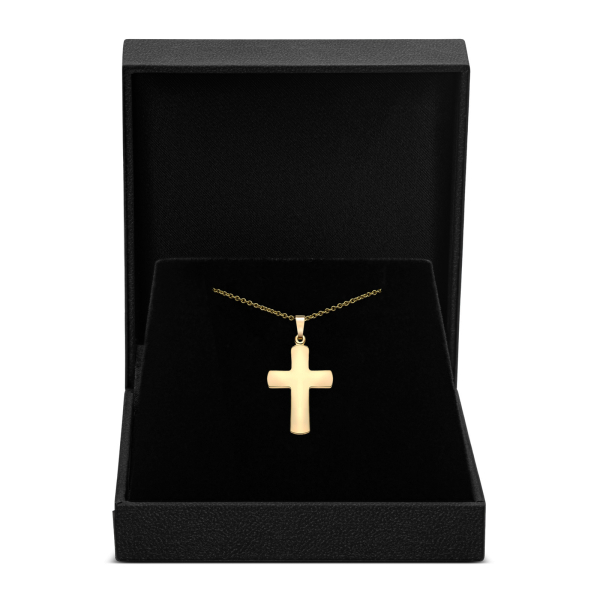 Anhänger Kreuz glanz , Gelbgold 585 / 14K, Höhe 20 mm, Gewicht ca. 0,97 g