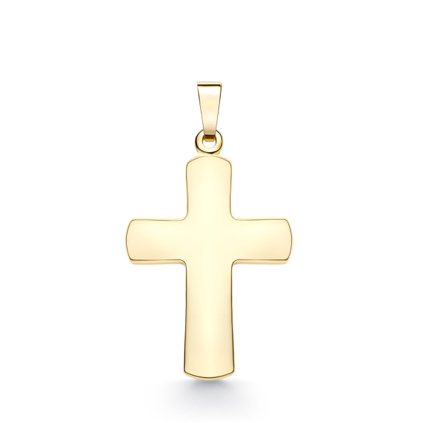 Anhänger Kreuz glanz , Gelbgold 585 / 14K, Höhe 20 mm, Gewicht ca. 0,97 g