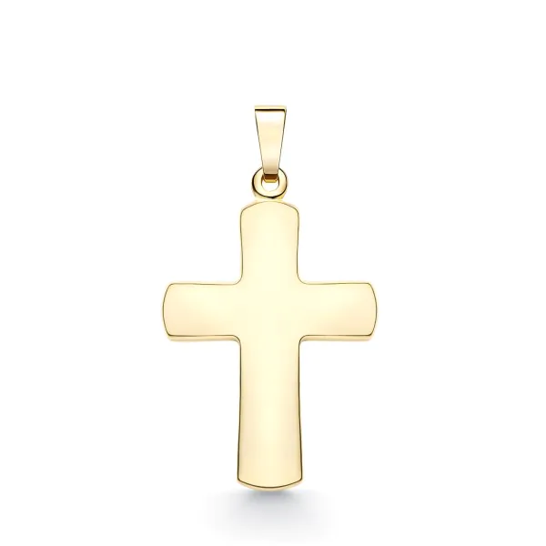 Anhänger Kreuz glanz , Gelbgold 585 / 14K, Höhe 20 mm, Gewicht ca. 0,97 g