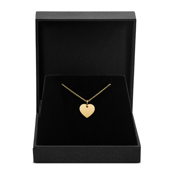 Anhänger Gravurplatte herzform seidenmatt Gelbgold 11 mm
