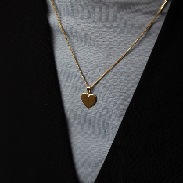 Anhänger Gravurplatte herzform bandmatt 10 mm, Gelbgold 585 / 14K, Höhe 10 mm, Gewicht ca. 1,06 g