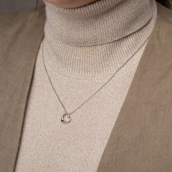 Anhänger Schwingendes Herz , Weißgold 585 / 14K, Höhe 12 mm, Gewicht ca. 0,39 g