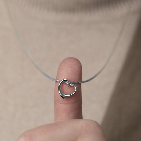 Anhänger Schwingendes Herz , Weißgold 585 / 14K, Höhe 12 mm, Gewicht ca. 0,39 g