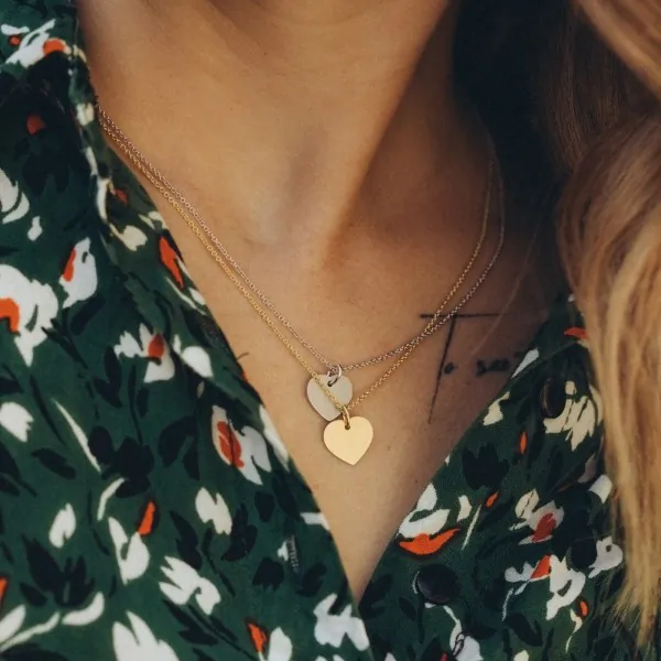 Anhänger Gravurplatte herzform seidenmatt Weißgold 13 mm