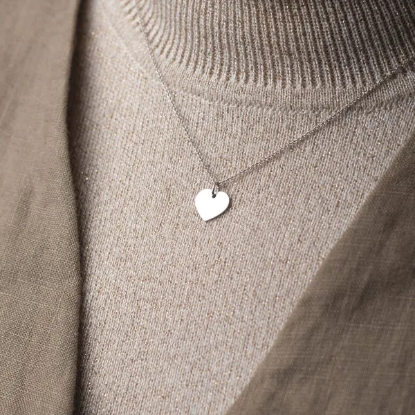 Anhänger Gravurplatte herzform seidenmatt Weißgold 13 mm