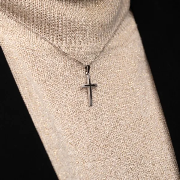 Anhänger Kreuz seidenmatt/diamantiert, Weißgold 333 / 8K, Höhe 21.0 mm, Gewicht ca. 0.67 g