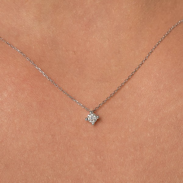 0,15 Karat Diamant Anhänger 4-er Krappe, Weißgold 585 / 14K, Höhe 5.9 mm, Breite 4.4 mm, Gewicht ca. 0.15 g