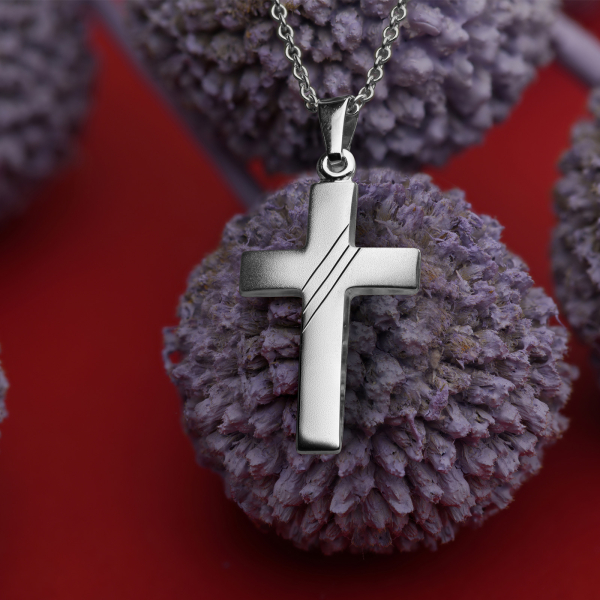 Anhänger Kreuz gesandelt/glanz/diam. Weißgold 18 mm