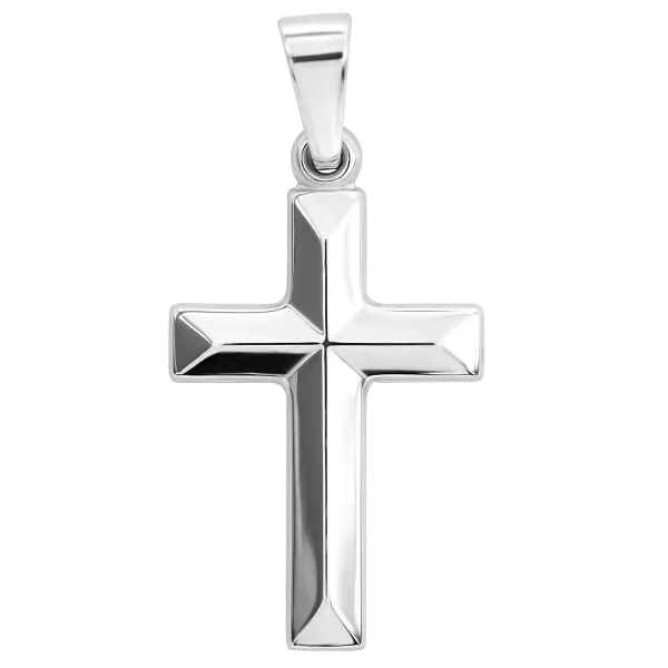 Anhänger Kreuz glanz, Weißgold 585 / 14K, Höhe 25.0 mm, Breite 12.1 mm, Gewicht ca. 0.74 g