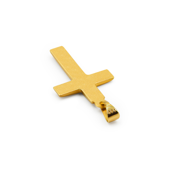 Anhänger Kreuz seidenmatt Gelbgold in 28.5 mm
