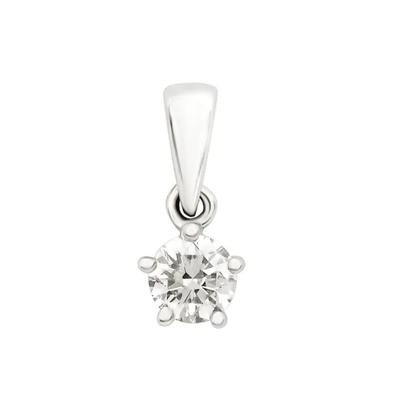 0,21 Karat Diamant Anhänger, Weißgold 750 / 18K, Höhe 10.6 mm, Breite 4.2 mm, Gewicht ca. 0.40 g